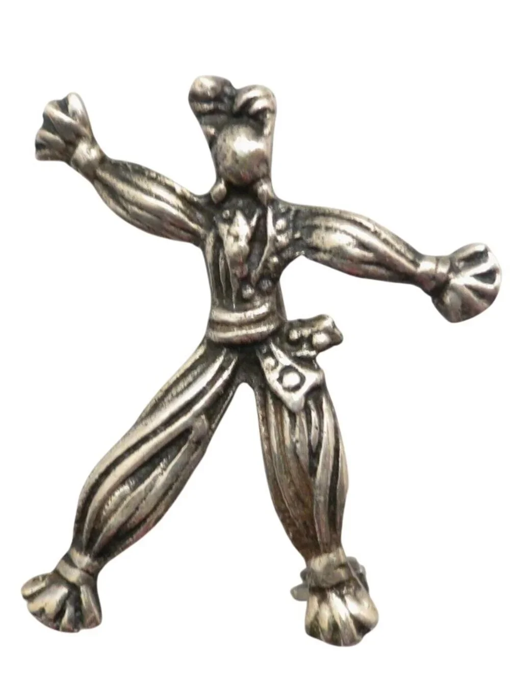 Sterling Silver Pom Pom Boy Brooch, Scarecrow Pin Vintage Unsigned, Rintintin